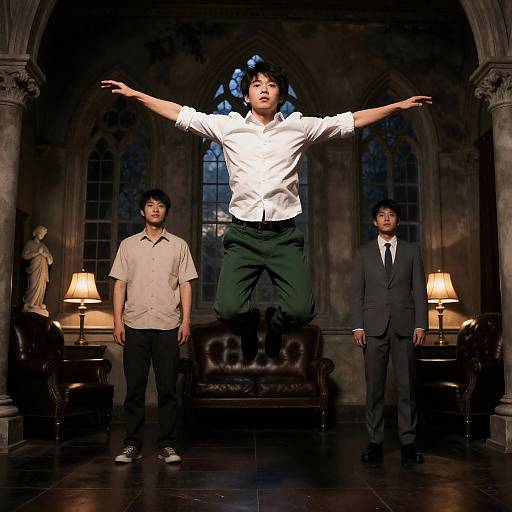 Gothic Architecture in a Dimly Lit Room