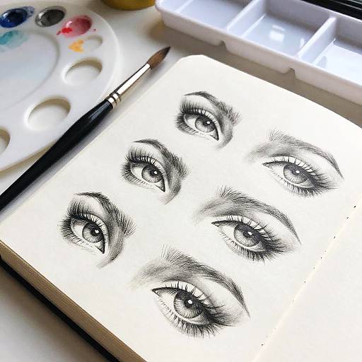 Artist's Sketchbook with Expressive Eyes