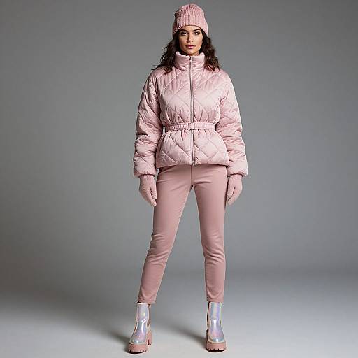 Winter Chic Woman in Pink Puffer