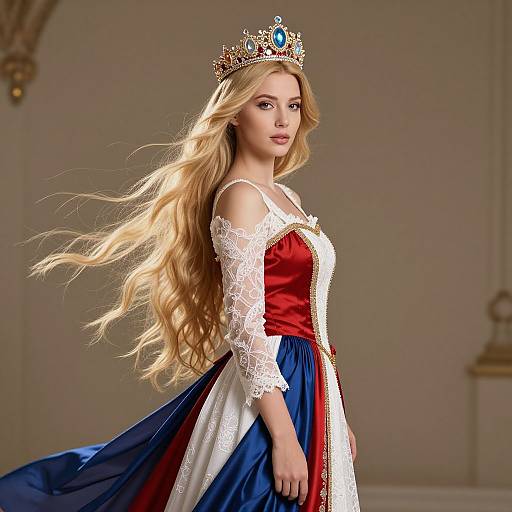 Regal Woman with Flowing Blonde Hair