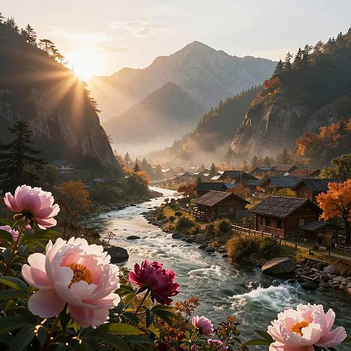 Epic Autumn Sunrise Mountain Village