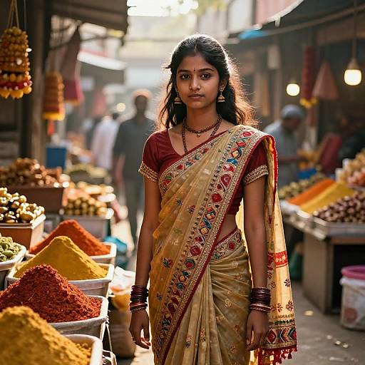 Indian Girl in Vibrant Hyderabad Market
