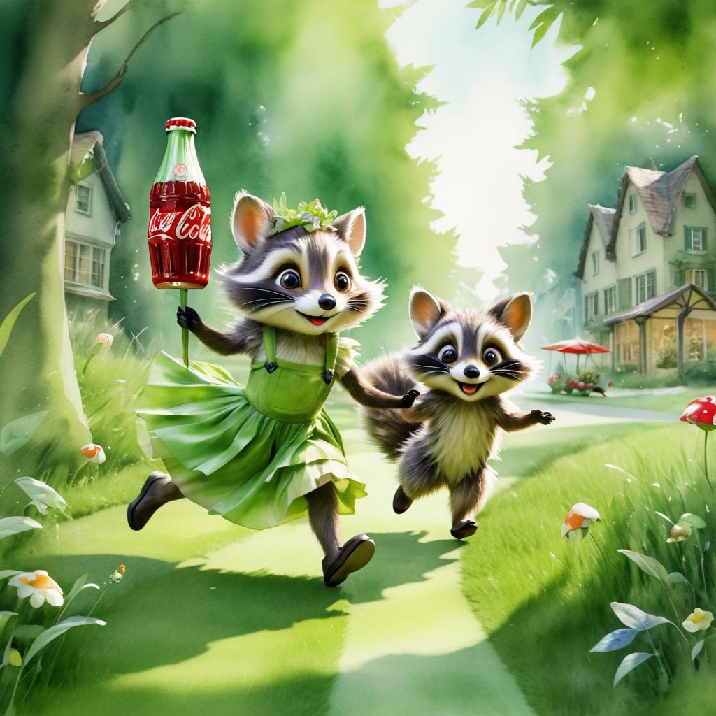 Playful Fairy and Raccoon Adventure