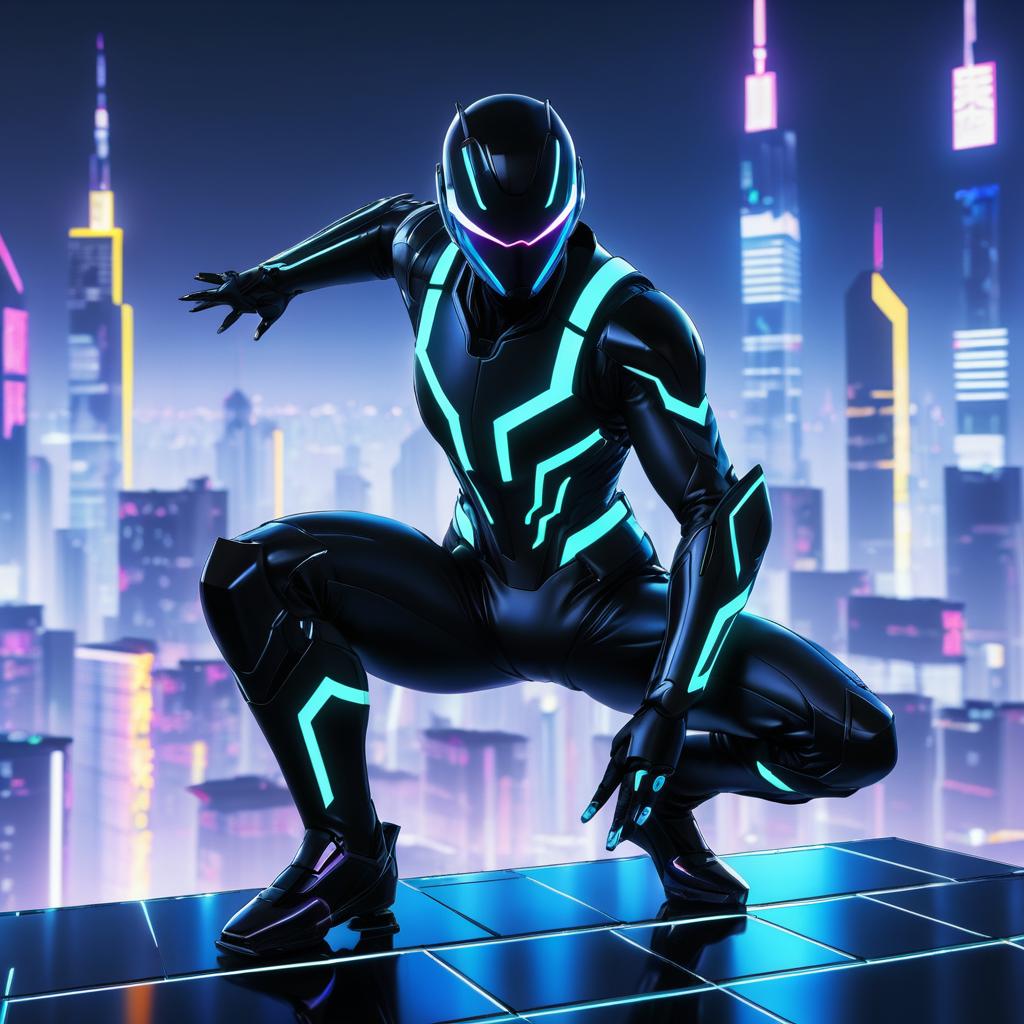 Futuristic Cyber Ninja in Neon City