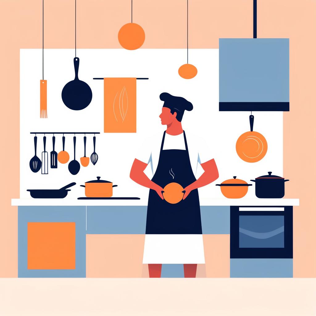 Minimalist Kitchen Cooking Illustration