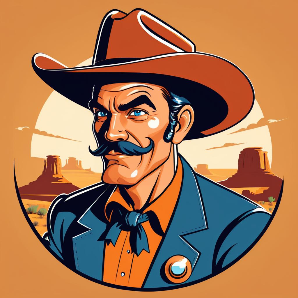 Vintage Western Cartoon T-Shirt Design