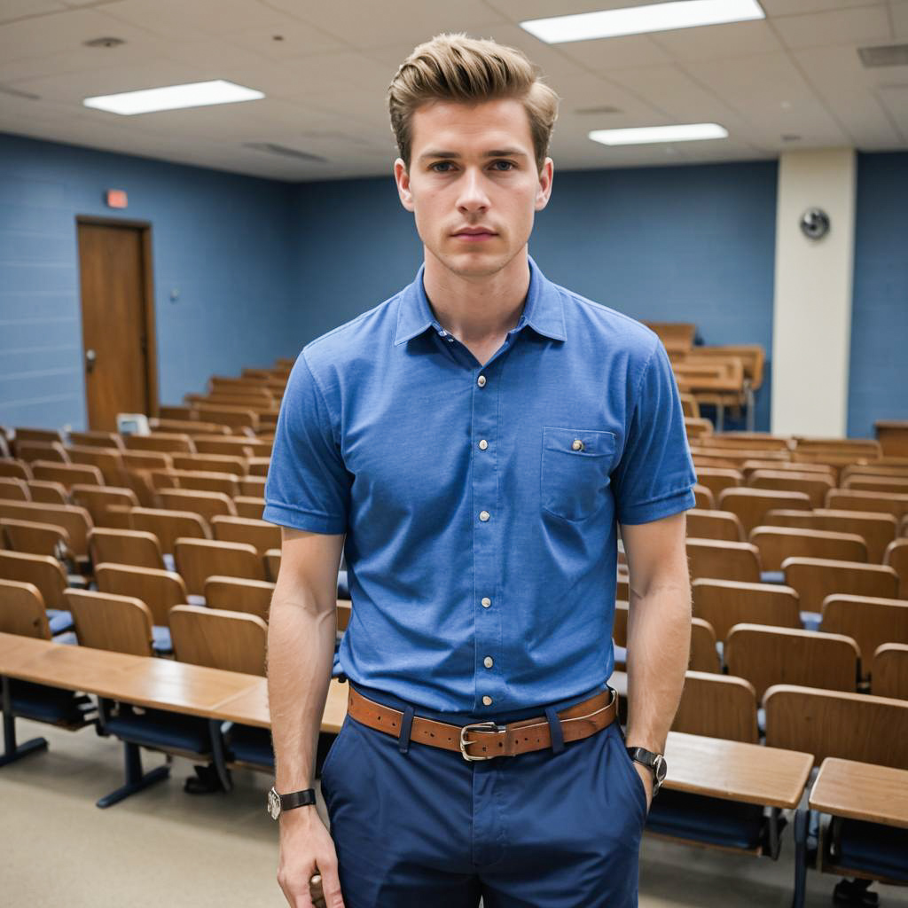 Stylish Frat Boy in Lecture Hall