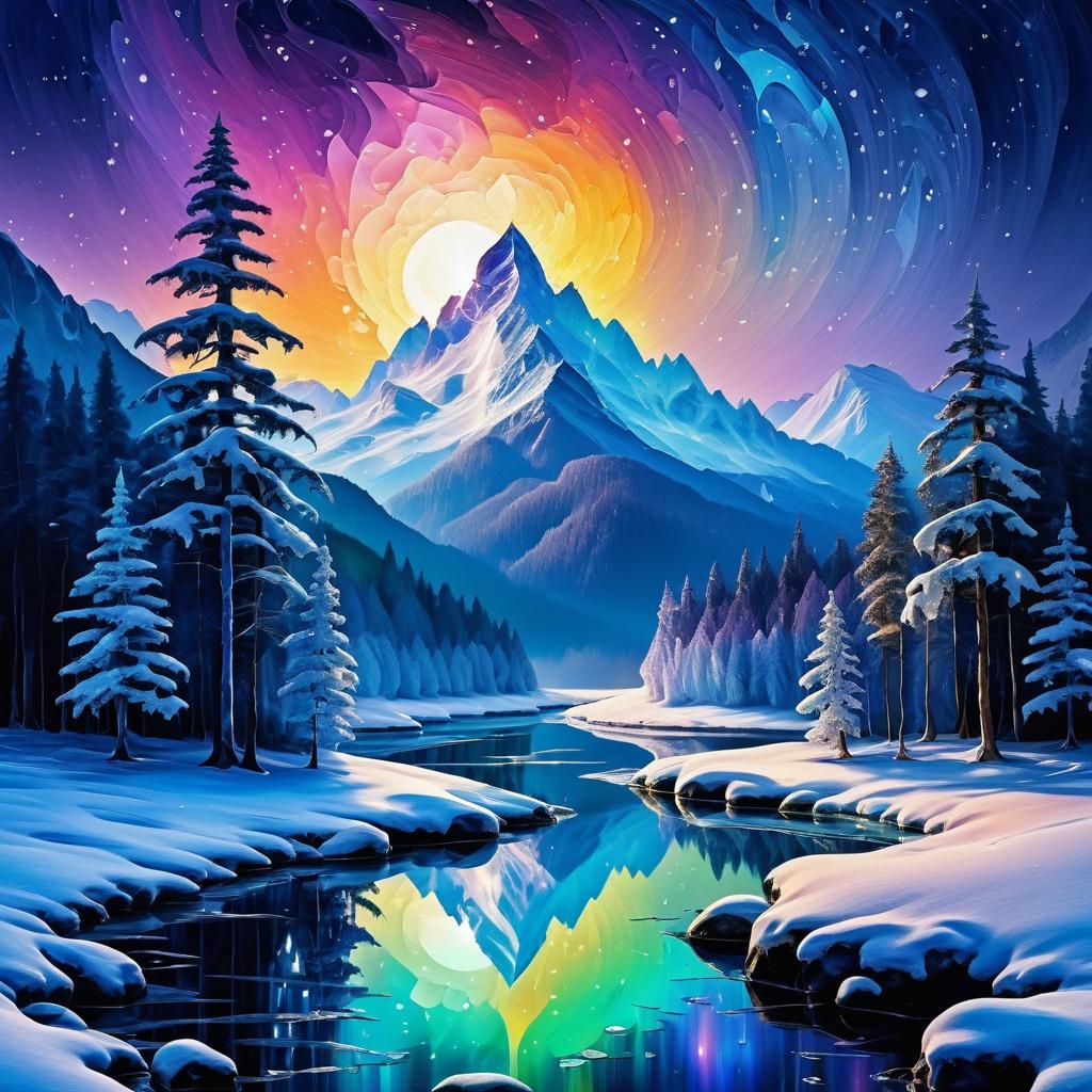 Mystical Winter Landscape with Traveler