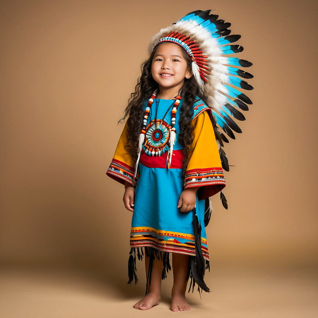 Joyful Native Child in Colorful Regalia