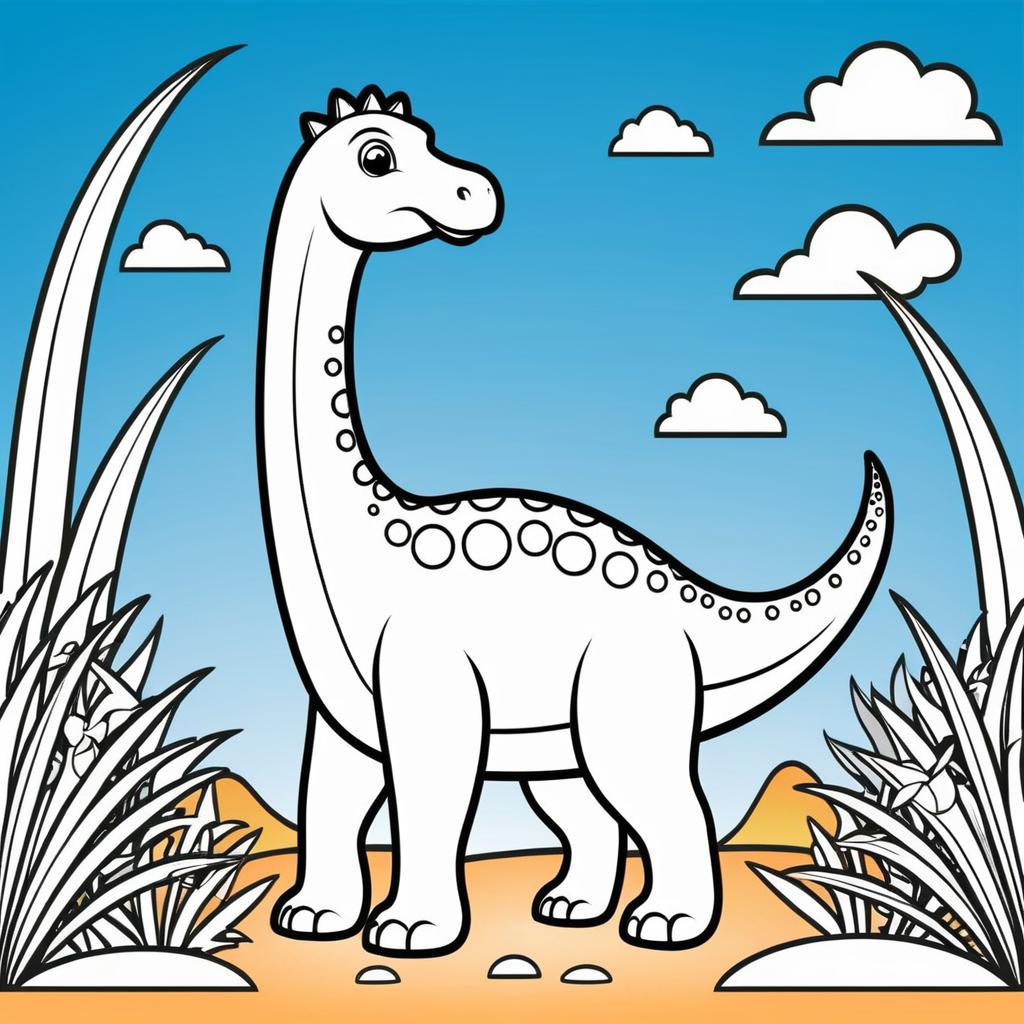 Cute Mamenchisaurus Coloring Page for Kids