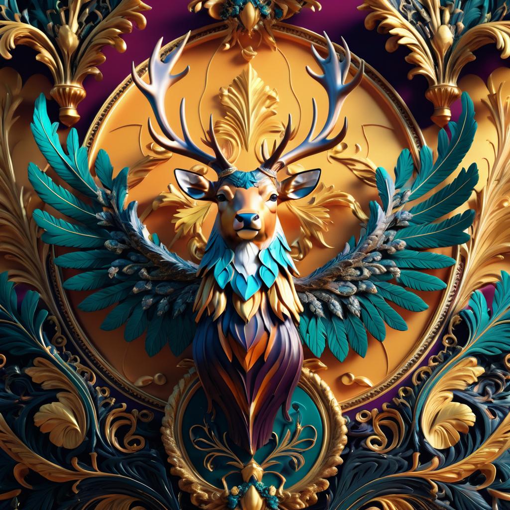 Majestic Winged Stag in Ornate Style