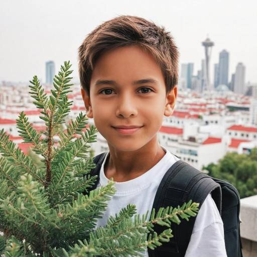 Alien Boy Portrait in Urban Landscape