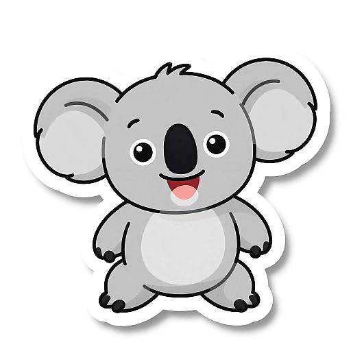 Excited Baby Koala Cartoon Sticker