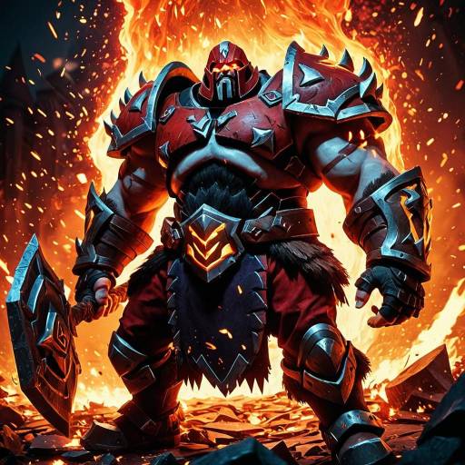 Dynamic 3D Juggernaut in Fiery Chaos