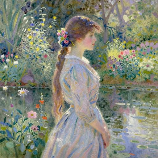 Serene Monet-Inspired Garden Portrait