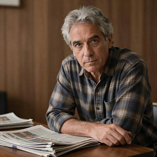 Introspective Middle-Aged Man in Plaid