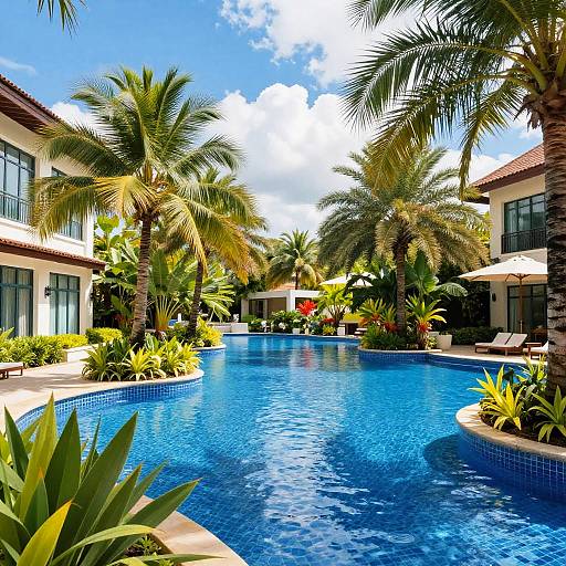 Vibrant Tropical Resort Pool Scene