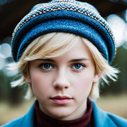 Young Male with Blonde Hair in Blue Hat