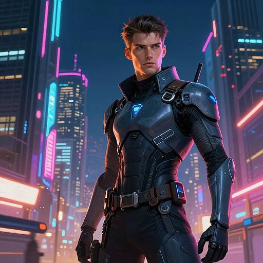 Cyberpunk Portrait in Neon City