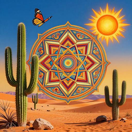 Surreal Desert Mandala Scene