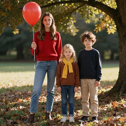 Three Children Enjoying Nature's Playground