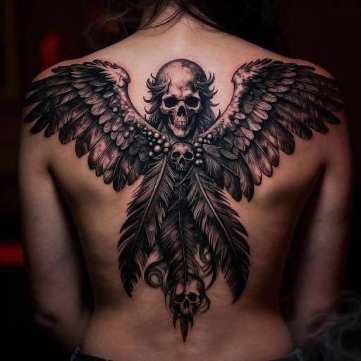Intricate Angel of Death Back Tattoo