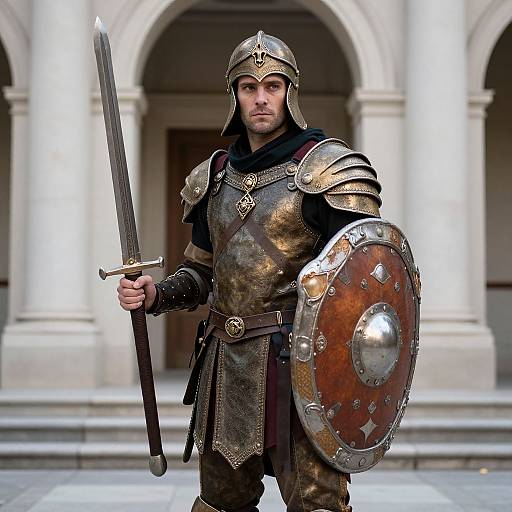 Gladiator in Armor Halloween Scene