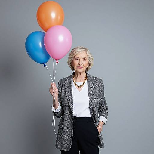 Stylish Senior Woman with Balloons