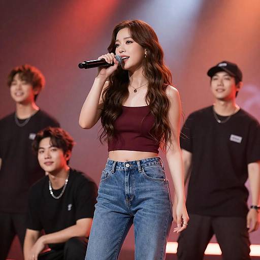 Dynamic Female Singer on Stage Performance