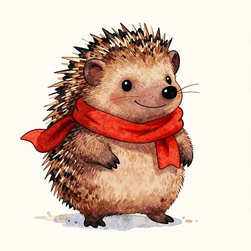 Brave Hedgehog Watercolor Illustration