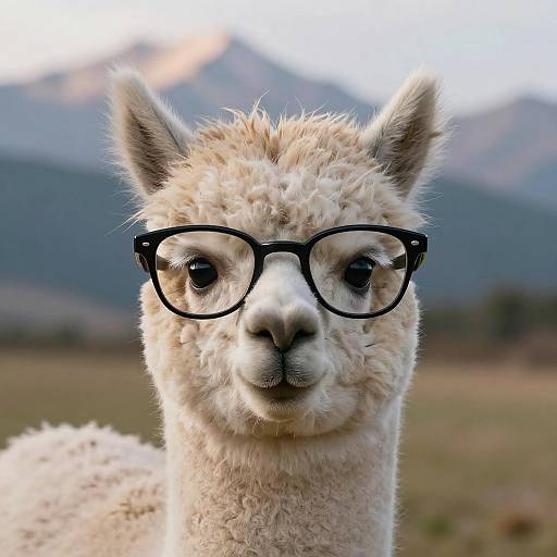 Playful Baby Alpaca in Cat-Eye Glasses
