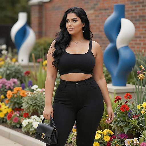 Curvy Woman in Vibrant Garden