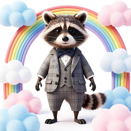 Dapper Raccoon in Colorful Wonderland