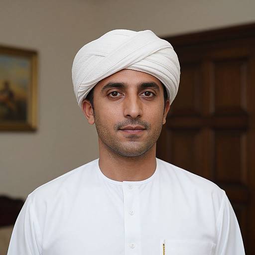 Man in Traditional White Turban