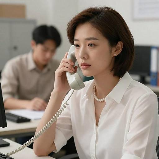 Focused Woman in Office Setting