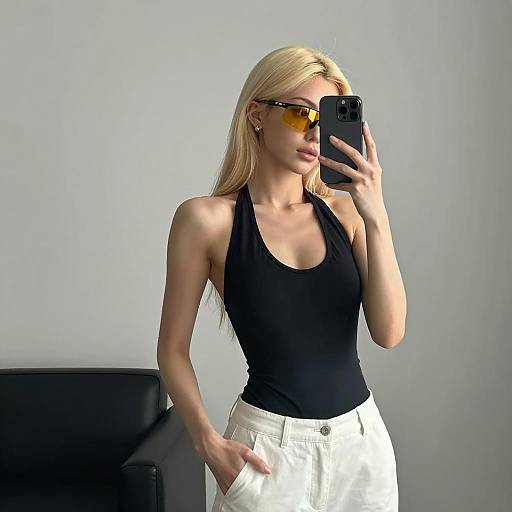 Blonde Woman Taking Mirror Selfie