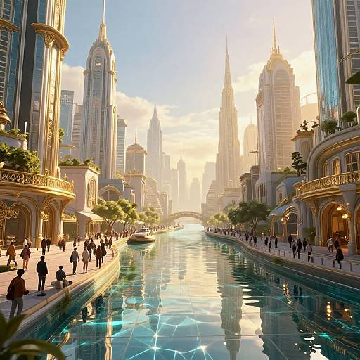 Cyberpunk Metropolis at Golden Hour