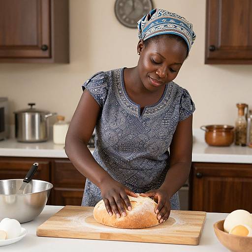 African Woman Baking Traditional Bread