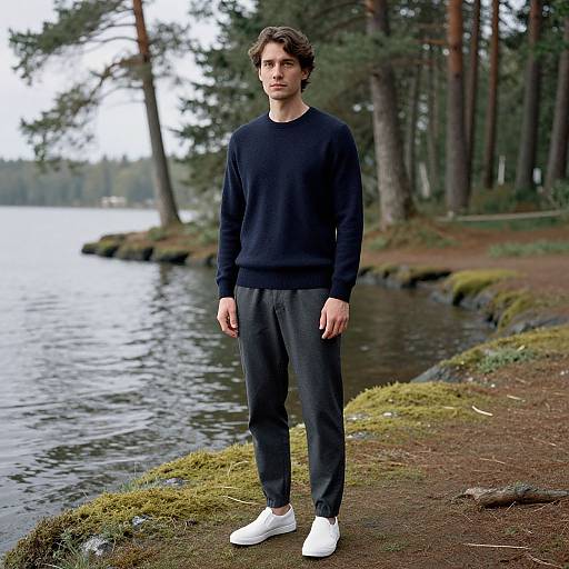 Serene Lakeside Minimalist Menswear