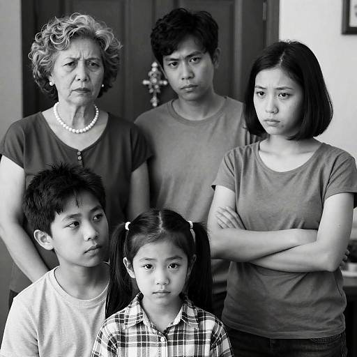 Emotional Black-and-White Family Portrait