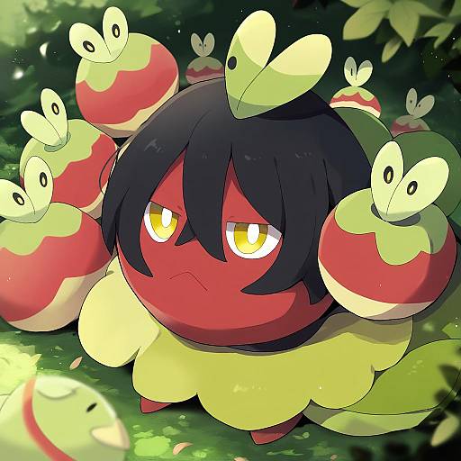 Illustration of Applin, pokemon in the style of Uguisu mochi (ykss35)