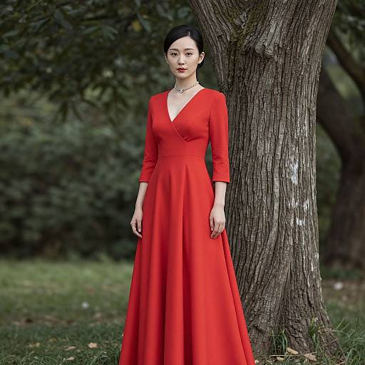 Woman in Red Shang Costume