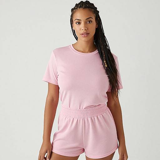 Casual Sporty Woman in Pink Outfit