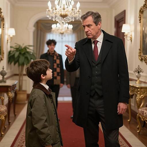 Intense Encounter in an Elegant Hallway