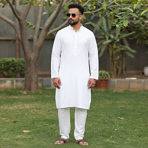 Man in White Kurta Pajama Garden