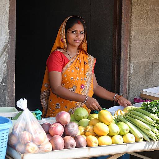 Photorealistic Indian Woman Selling Produce