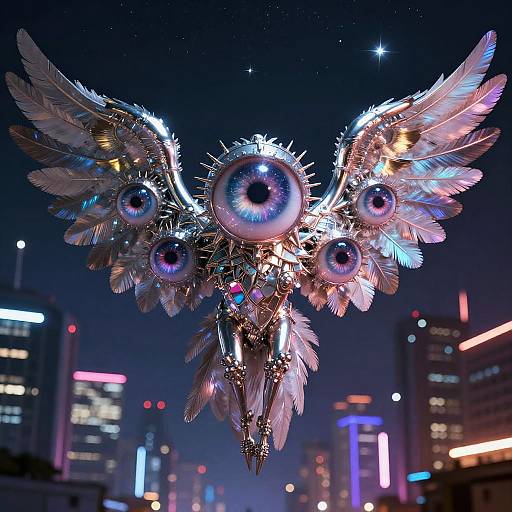 Cyberpunk Angel with Cosmic Eyes