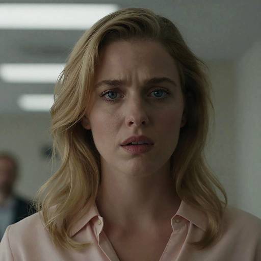 Concerned Blonde Woman in Indoor Setting