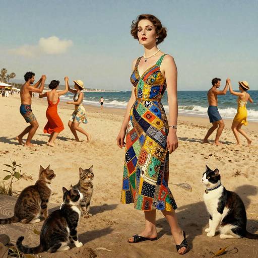 Dalí-Inspired Patchwork Beach Scene