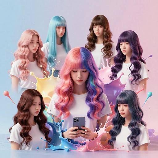 Surreal Hair Colors Digital Explosion